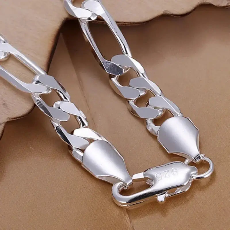 Sterling silver bracelet featuring a stylish Silver Figaro chain design