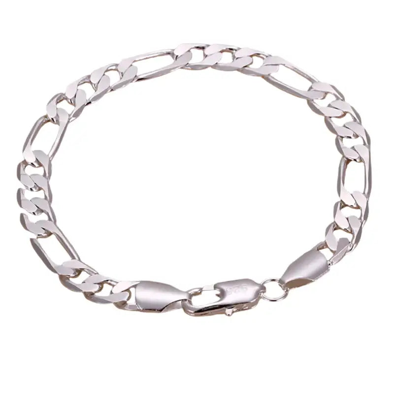 Sterling silver Figaro chain bracelet for stylish women, fine sterling silver bracelet