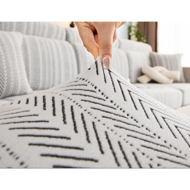 Stretchy patterned sofa cover.