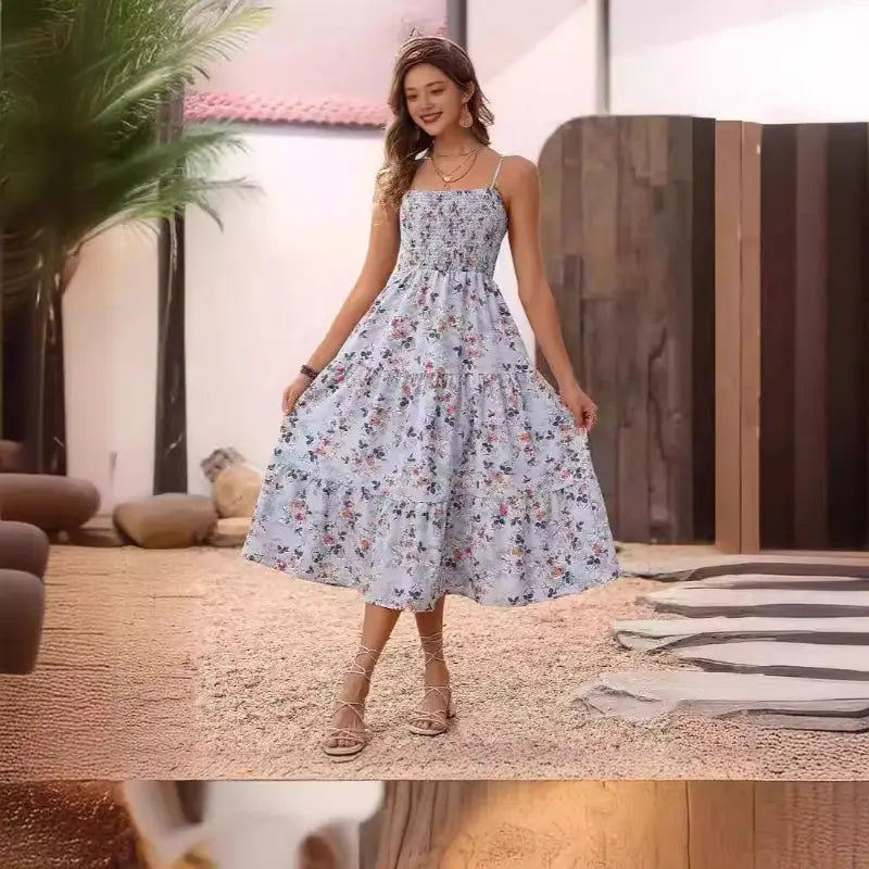 Floral print sundress.