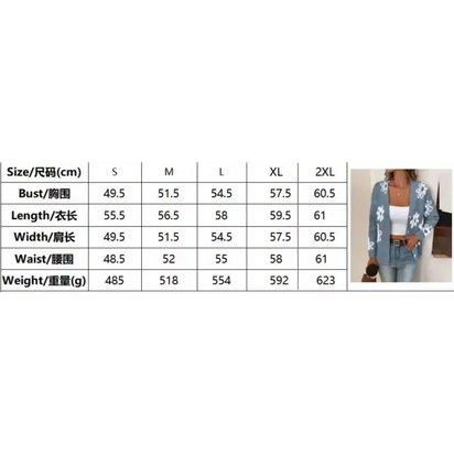 Clothing size chart.