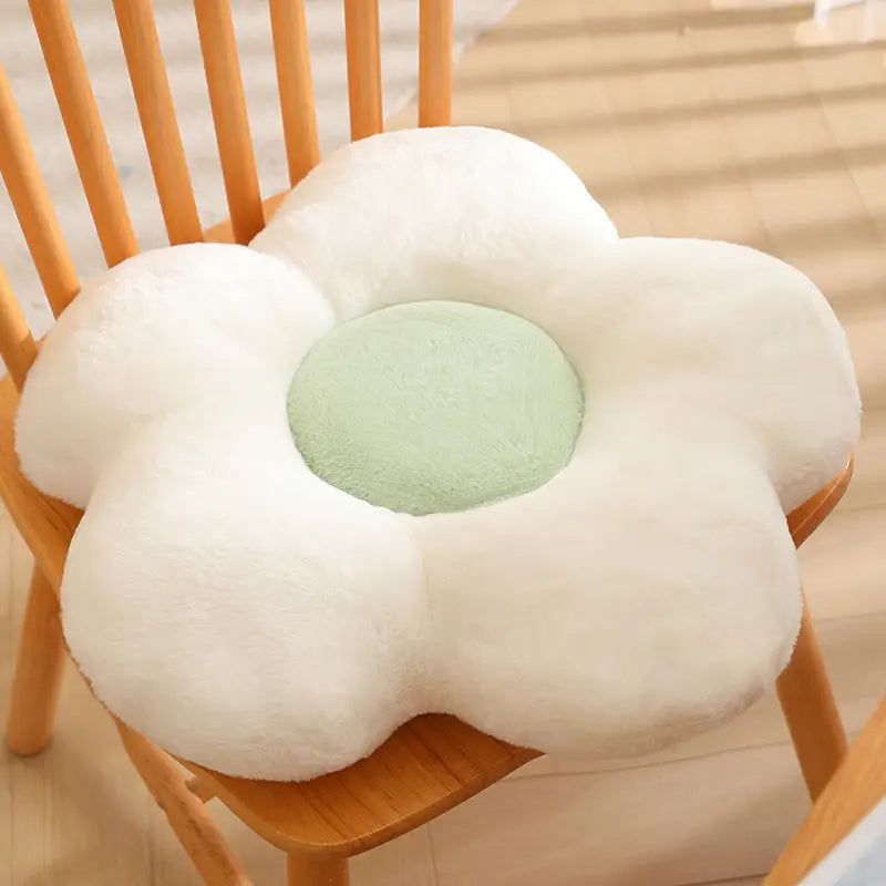 Flower-shaped plush seat cushion.