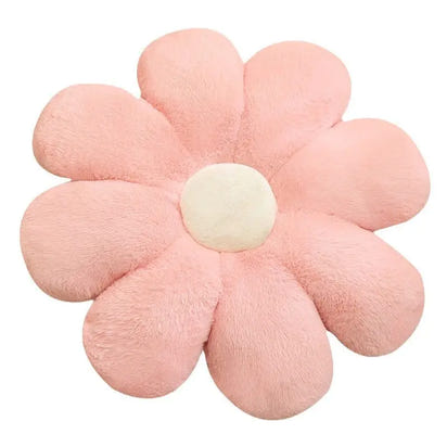 Pink plush flower pillow.