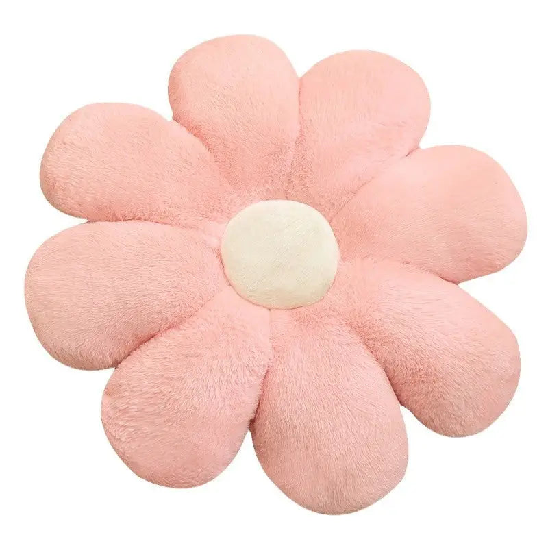 Pink plush flower pillow.