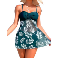 Green floral swimsuit.