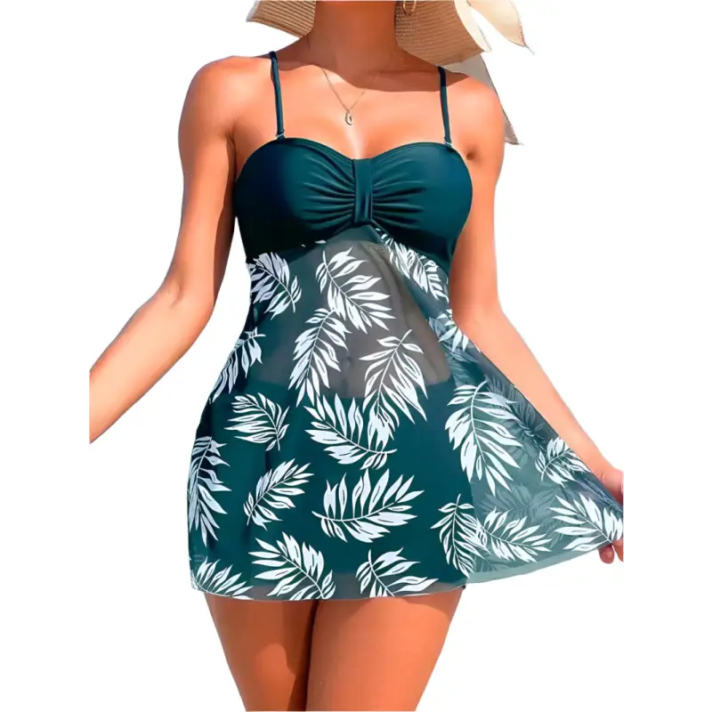 Green floral swimsuit.