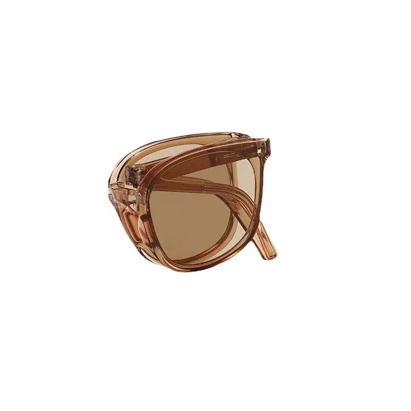 Folded brown sunglasses.