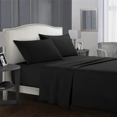 Black bed sheet set.