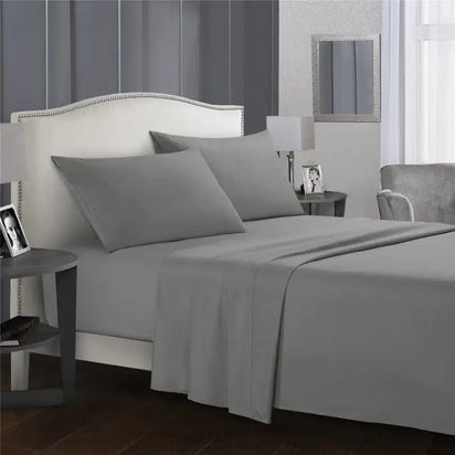 Gray bed sheet set.