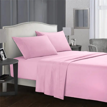 Pink bed sheet set.