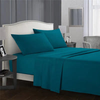 Teal bed sheet set.