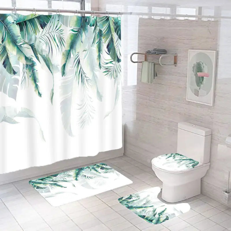Tropical-themed bathroom set.