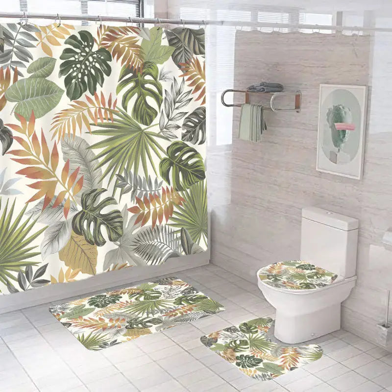 Tropical-themed bathroom set.