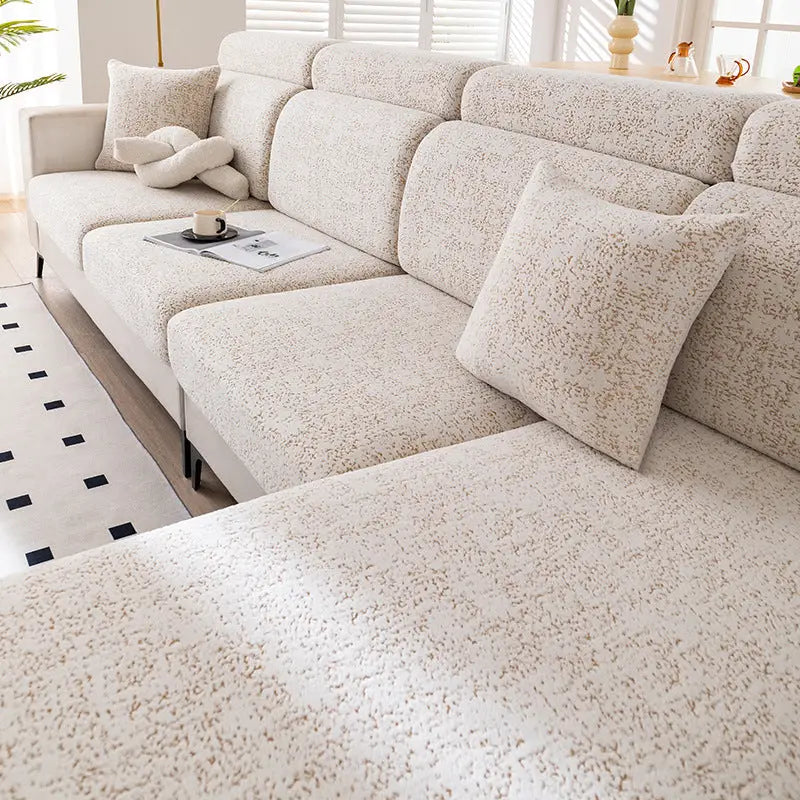 Textured sectional sofa.