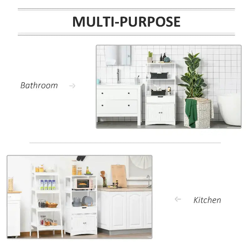 Multi-purpose white storage cabinet.