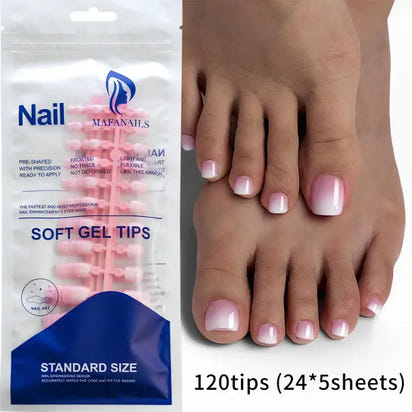 Soft gel toe nail tips.