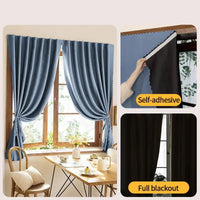 Self-adhesive blackout curtains.
