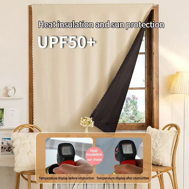 Heat-insulating sunshade with UPF50+ protection.
