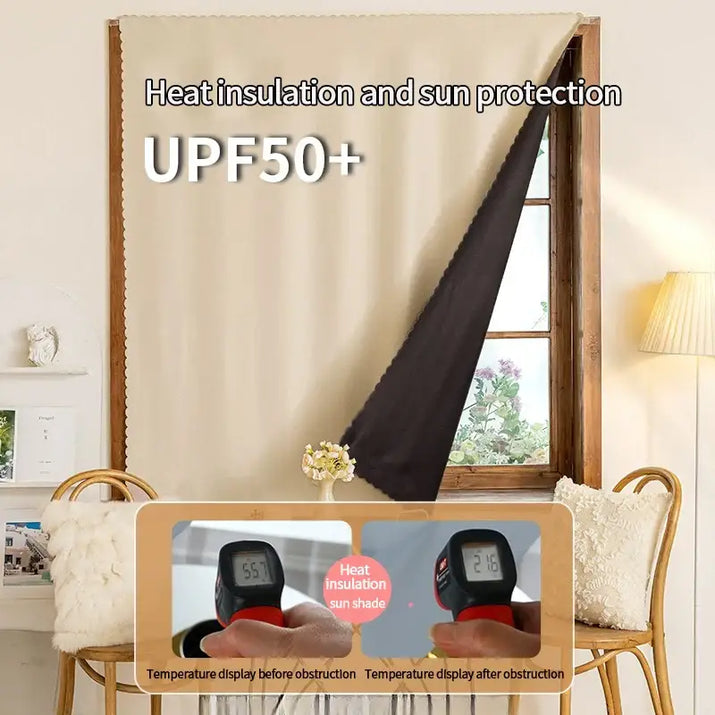 Heat-insulating sunshade with UPF50+ protection.
