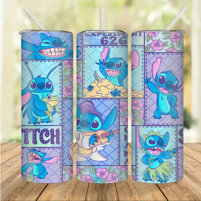 Three Stitch-themed tumblers.