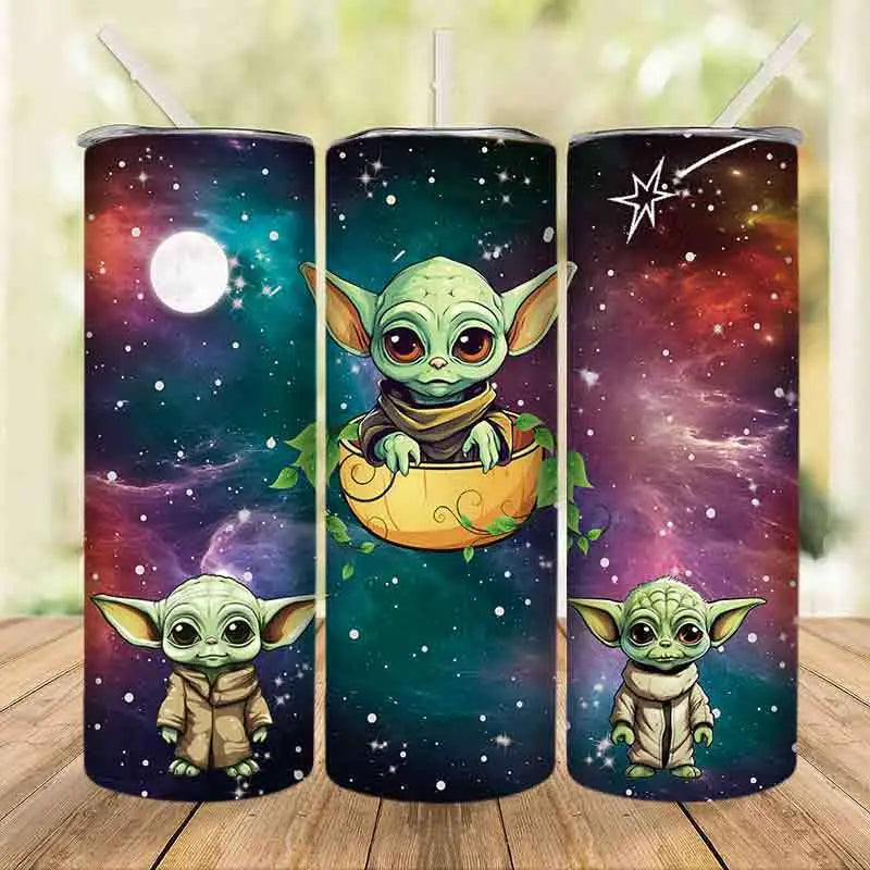Three Baby Yoda tumblers.