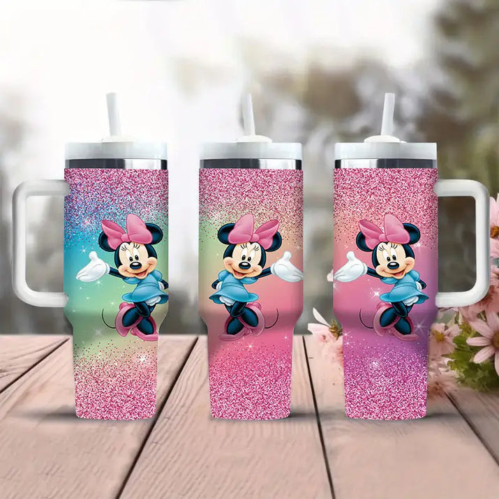Minnie Mouse glitter tumblers.
