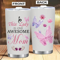 Two insulated tumblers with butterfly designs.