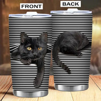 Black cat striped tumbler.