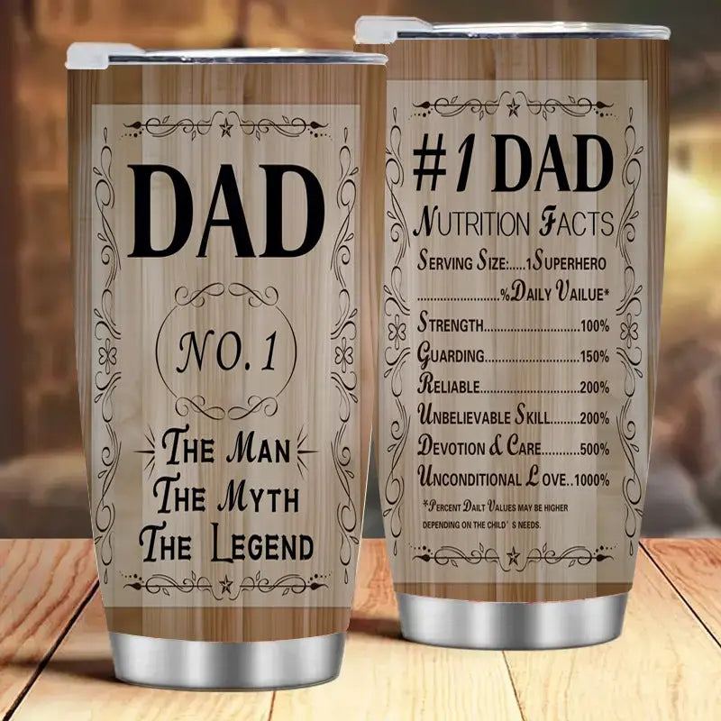 Two ’Dad’ themed tumblers.