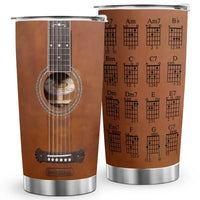 Two brown guitar-themed tumblers.