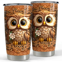 Two owl-themed insulated tumblers.