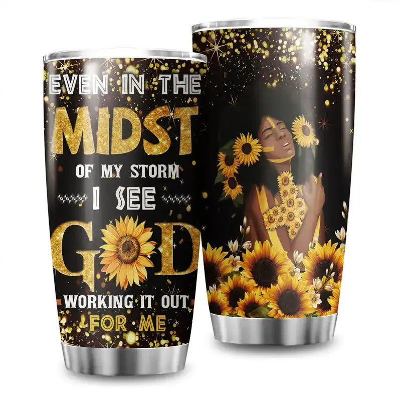 Two sunflower-themed tumblers.