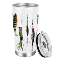 Fishing lure tumbler with lid.