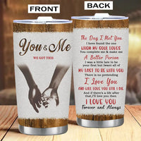Two-sided tumbler with romantic design.