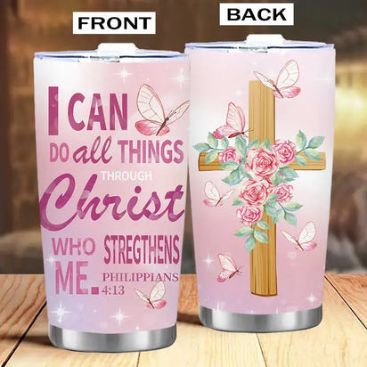 Christian-themed tumbler.