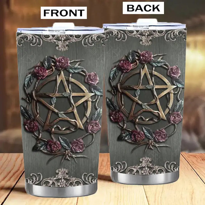 Two pentagram-themed tumblers.