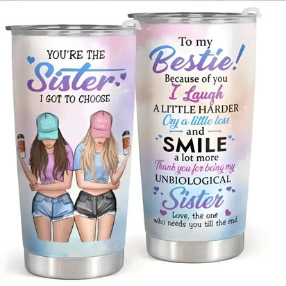 Two personalized tumblers.