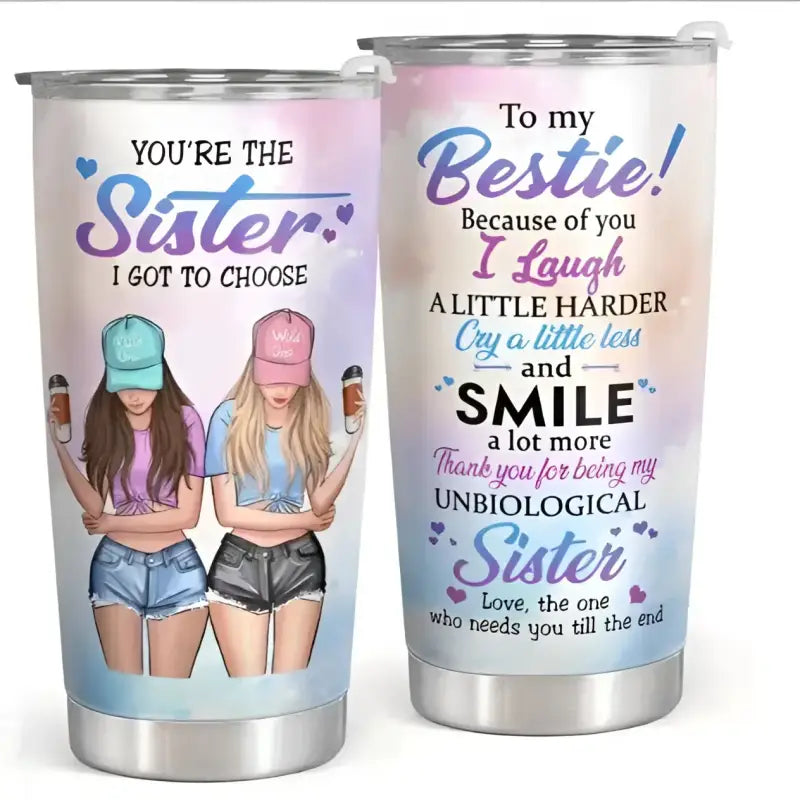 Two personalized tumblers.