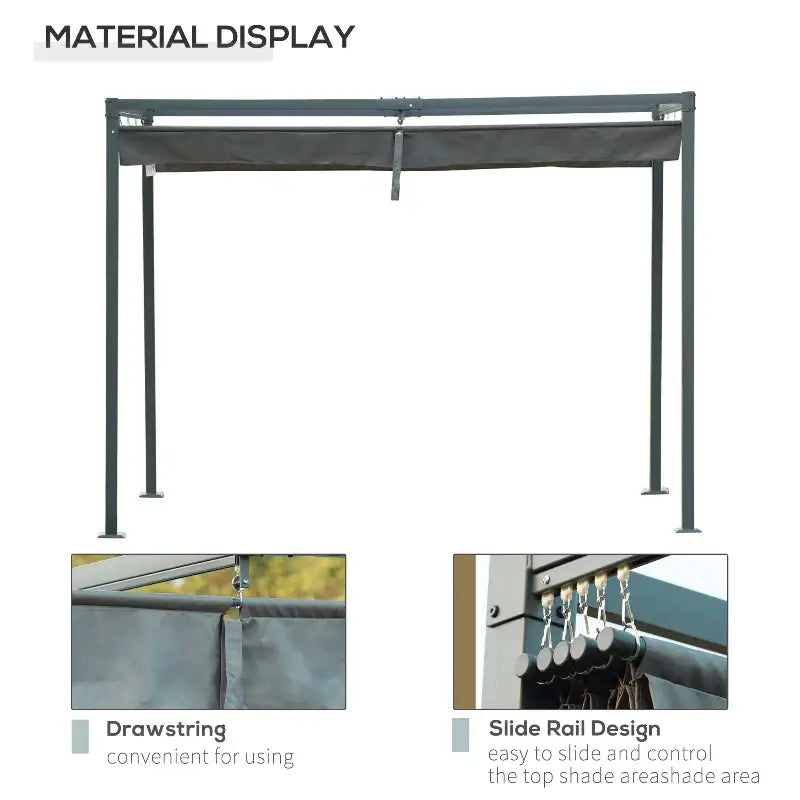 Outdoor Metal Frame Pergola Gazebo with Retractable Shade for Stylish Outdoor Relaxation