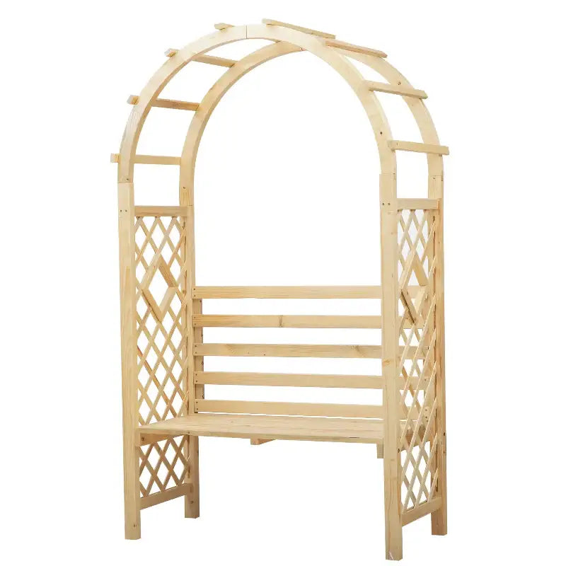 Wooden garden arbor bench.