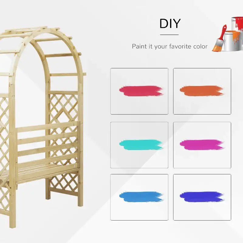Wooden garden arbor bench.