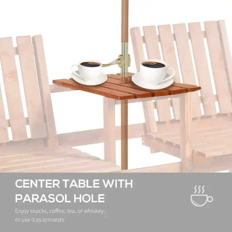 Wooden center table with parasol hole.