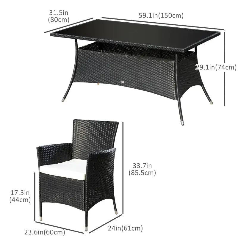 Wicker garden dining set with dimensions for outdoor patio dining and Garden Dining Set