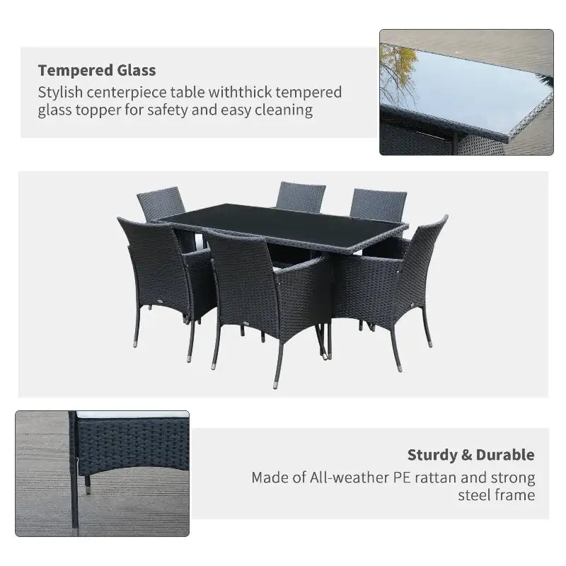 Outdoor garden dining set with tempered glass table for stylish garden dining