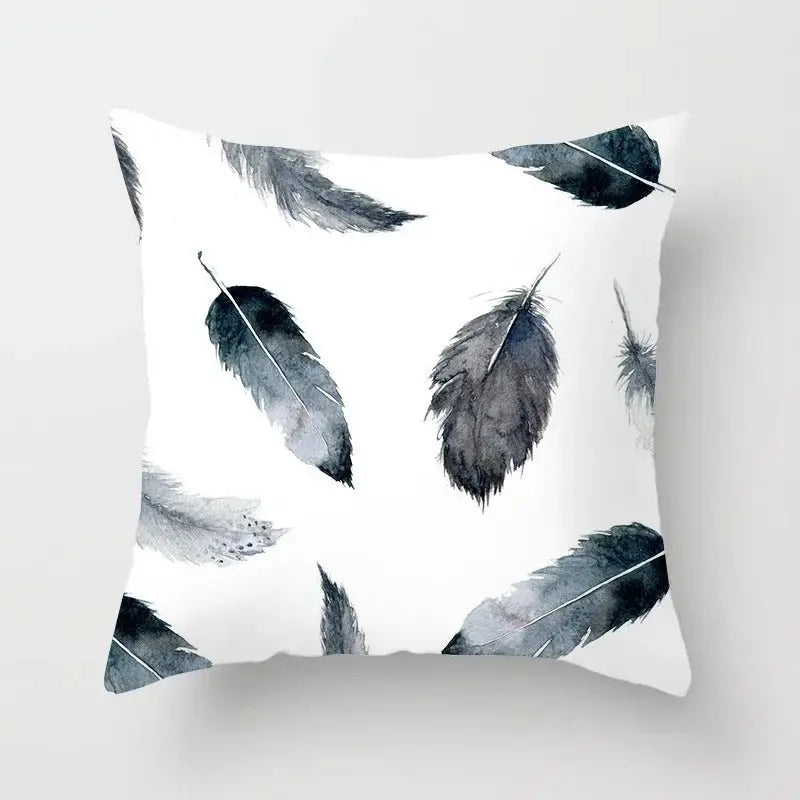 Feather-patterned decorative pillow from Geometric Pattern Series Throw Pillow collection