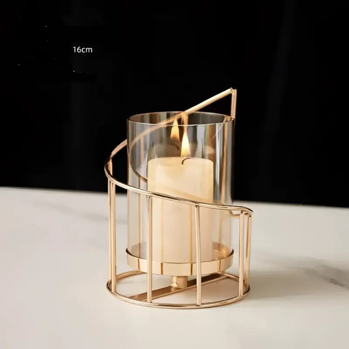 Gold Wrought Iron Candle Holder - sleek-selections