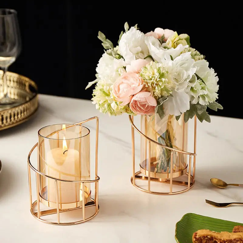 Gold Wrought Iron Candle Holder - sleek-selections