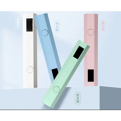 Pastel-colored hexagonal devices with black screens.