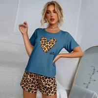 Leopard print pajama set.