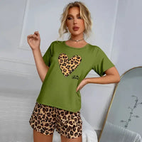 Leopard print pajama set.